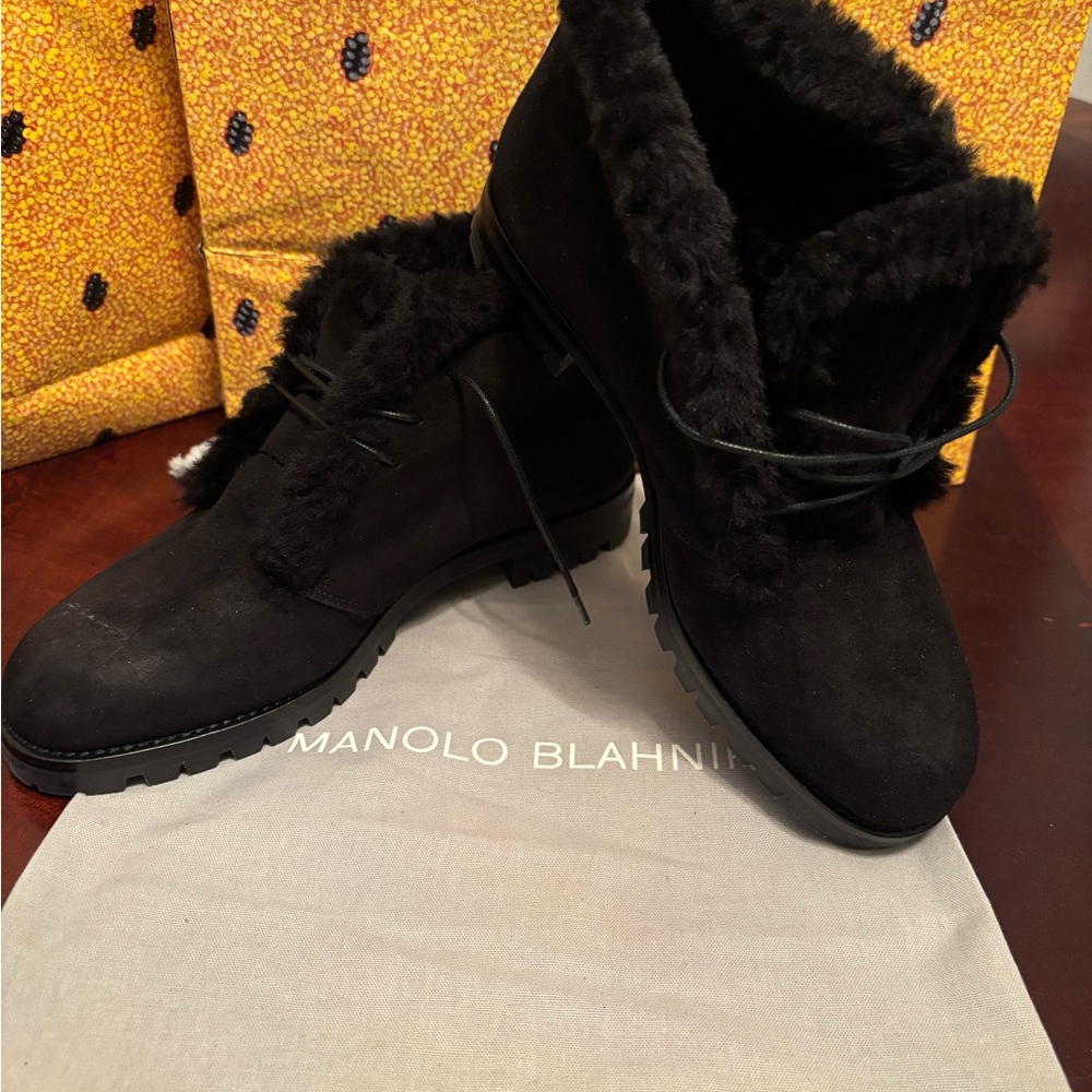 Manolo Blahnik Black Winter Boots